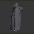 Gray High Neck Hoodie With Drawstring And Long Sleeves Knitted Design