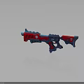 Modern Toy Gun With Red And Blue Design Skull Pattern And 54 Logo