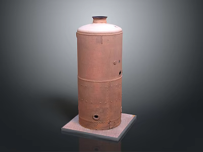 Copper Colored Cylindrical Metal Container With Holes Seams And Square Base 3d model
