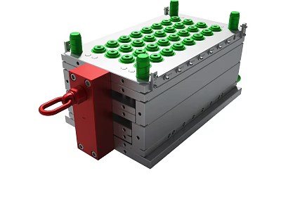 Industrial Equipment With Gray Metal Structure Green Circular Buttons And Red Handle 3d model