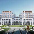 Modern Semi Detached Villa With Multi Storey Architecture Large Windows And Landscaped Courtyard