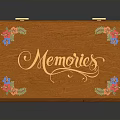 Decorative Wooden Box Engraved with Memories and Colorful Floral Decorations