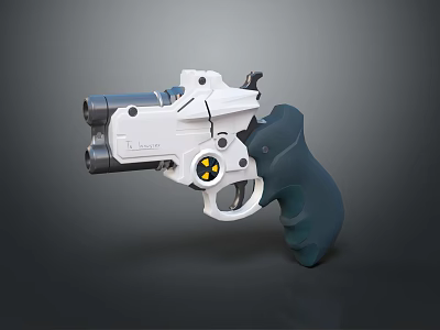 Modern Futuristic Double Barrel Pistol With White Body And Dark Green Grip 3d model Modern Futuristic Double Barrel Pistol With White Body And Dark Green Grip 3d model