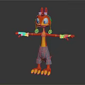 Orange Yellow Game And Movie Character With Red Horns Headset Blue Eyes And Yellow Claws