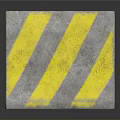 Gray Concrete Traffic Barrier With Yellow Diagonal Stripes For Road Safety