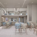Modern Milk Tea Shop Interior With Open Space Gray Stools And Wooden Flooring
