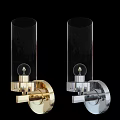 Modern Gold and Silver Wall Lamps with Transparent Cylindrical Shades and Metal Bases