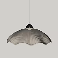 Modern Pendant Light With White Wavy Lampshade And Black Base Design