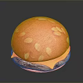 Delicious Round Orange Bun Topped With Almond Slices And Yellow Filling
