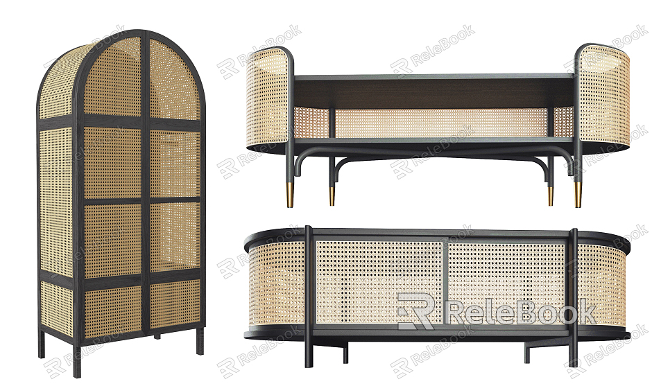 Southeast Asia Storage Cabinet Rattan TV Cabinet High Cabinet Combination model