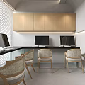 Modern Office Interior Design With Sofa Coffee Table TV And Dining Chairs