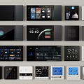 Modern Smart Switch Panels With Digital Displays Time Temperature And Various Designs 3d model