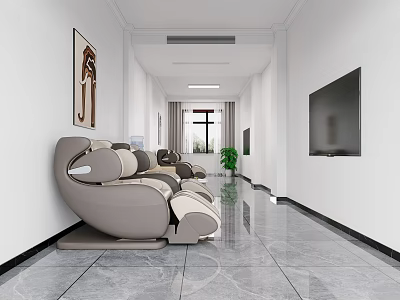 Modern SPA Lounge Area With Massage Chairs And Minimalist Decor 3d model
