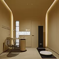 Elegant Modern Beauty Salon Interior With Treatment Bed Mirror And Lighting
