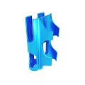 Blue Plastic Perforated Tubular Object With Multiple Holes And Smooth Surface