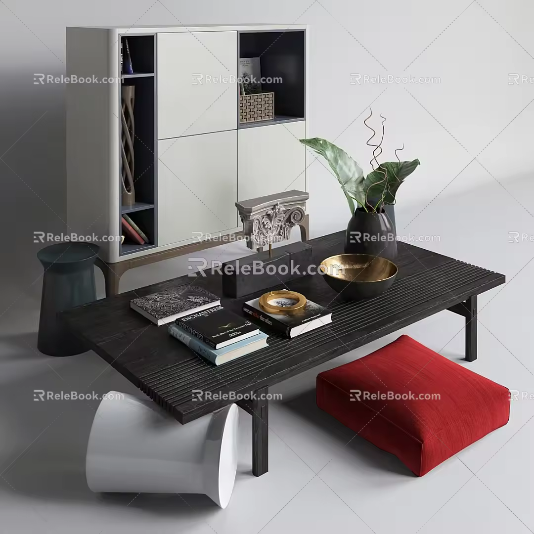 Poliform tea table cushion bookcase 3d model