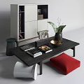 Poliform tea table cushion bookcase 3d model