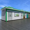 Modern Waste Sorting Facilities With Green Roofs Recycling Bins And Information Board 3d model
