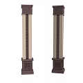 Traditional Carved Columns With Beige Panels And Dark Brown Decorative Bases