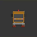 Yellow Street Sweeper Truck with Red Warning Lights Red Brushes and Green Recycling Logo