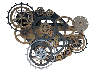 Steampunk Inspired Mechanical Wall Decor with Intricate Metal Gears for Home Decoration 3d model