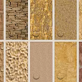 Various Wall Texture and Material Samples in Different Colors with Decorative Accents 3d model