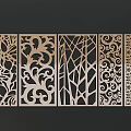Decorative Room Dividers With Laser Cut Floral Scroll Tree And Spiral Patterns