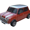 Red Classic Small Car With Silver Roof And Vintage Design