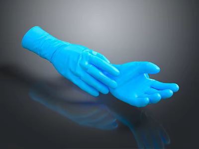 Blue Disposable Protective Gloves Designed for Medical Examination and Safety Use 3d model