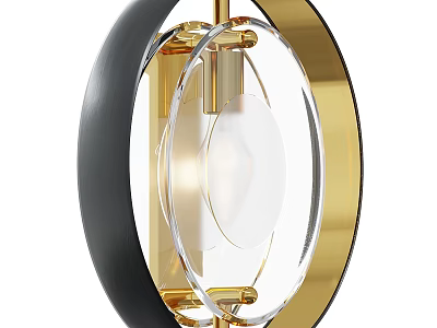 Modern Black And Gold Wall Sconce With Transparent Glass Shade Design 3d model