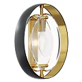 Modern Black And Gold Wall Sconce With Transparent Glass Shade Design
