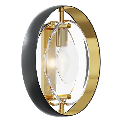 Modern Black And Gold Wall Sconce With Transparent Glass Shade Design 3d model