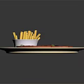 Delicious Steak Meal With French Fries Fried Egg And Cranberries On Plate
