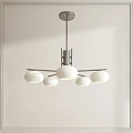 Modern Contemporary Chandelier With White Spherical Shades And Metal Frame Design