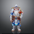 Man In Ornate Blue Red Costume With Scepter Red Gem White Beard And Armor