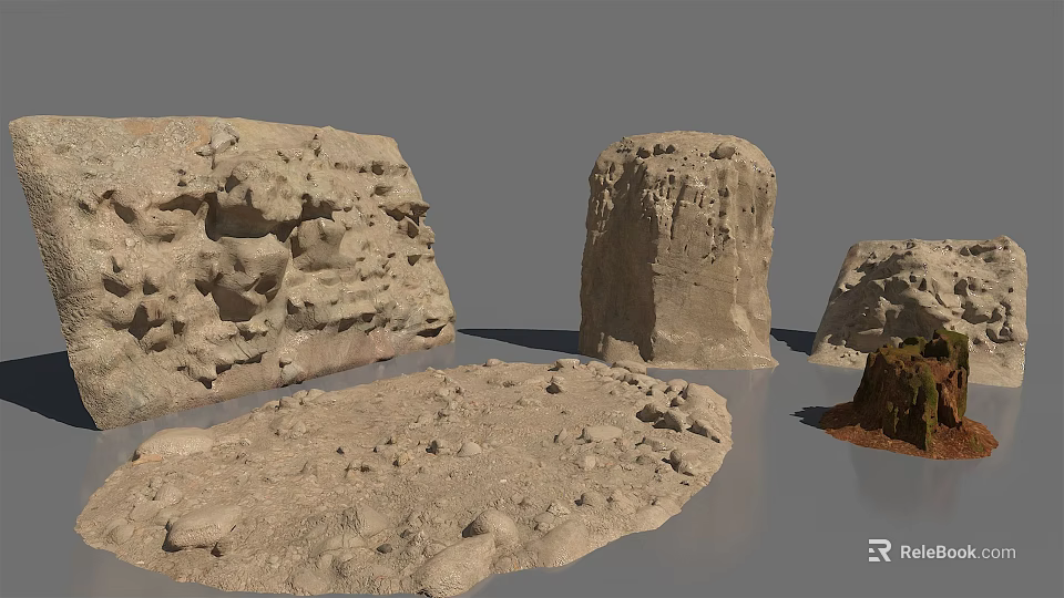 Building Exterior Wall Featuring Rough Stone Texture And Natural Rock Formation 3d model 