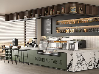 Modern Cafe Milk Tea Shop Coffee Bar Counter Bakery Showcase Coffee Machine Workbench Cashier Counter 3d model