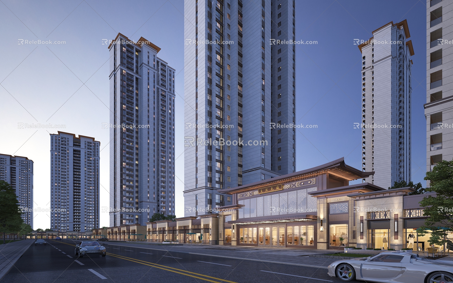 New Chinese Commercial Street Residential Street 3d model