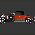 Vintage Convertible Car With Red And Black Exterior Classic Design Details