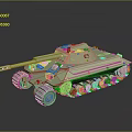 Light Green Tank 3D Model With Cannon Tracks And Dark Surface Reflections 3d model