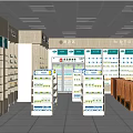 Well Organized Shopping Mall Store With Shelves Products Cashier Counter And Bright Lighting