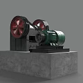 Industrial Equipment Featuring Two Red Wheels Green Motor And Gray Base
