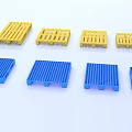 Blue and Yellow Industrial Plastic Pallets in Various Styles for Material Handling