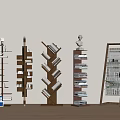 Modern Bookshelf Interior Design With Multiple Structures Books And Decorative Items 3d model