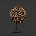 Unique Brown Beige Textured Decorative Ornament Set With Spherical Body Pointed Top And Square Base
