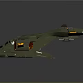 Futuristic Green Spaceship With Aerodynamic Wings And Orange Thrusters Model Design