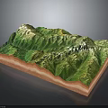 Detailed Mountainous Terrain Model With Green Vegetation And Layered Structure