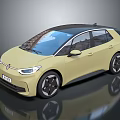 Yellow Electric Car With Black Roof Modern Five Door Design And Sleek Alloy Wheels