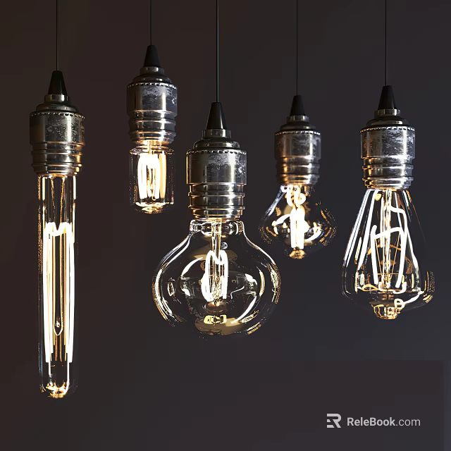 Vintage Pendant Lights With Edison Bulb Clear Glass Shade And Metal Base For Interior Decoration 3d model 