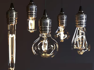 Vintage Pendant Lights With Edison Bulb Clear Glass Shade And Metal Base For Interior Decoration 3d model